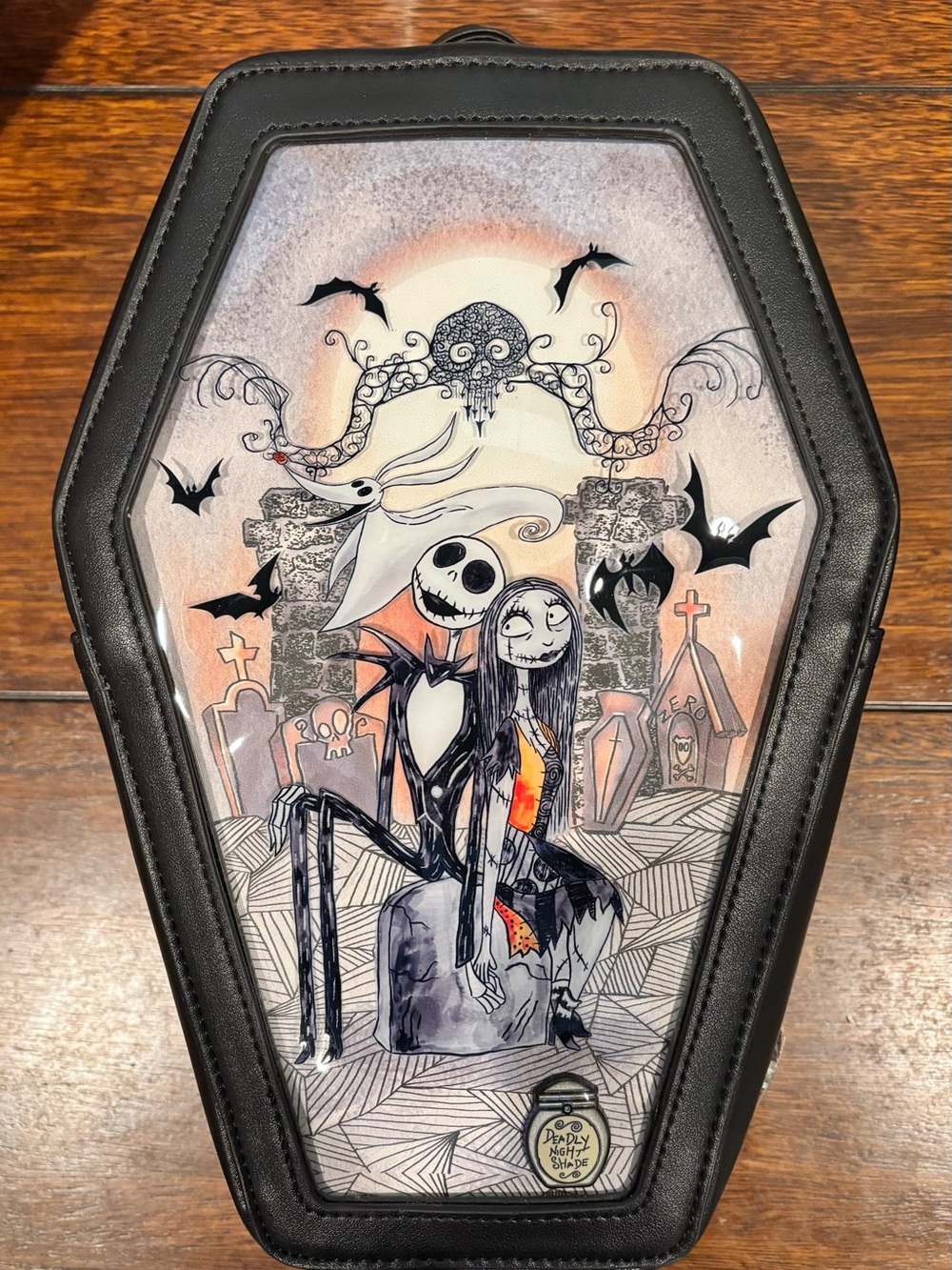 Her Universe Nightmare Before Christmas Coffin Backpack with Jack & Sally Design